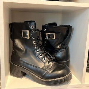 Black combat style boots